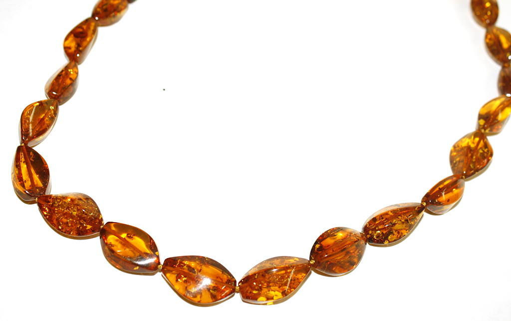 Vintage Natural Baltic Amber Graduating Oval Bead Necklace, Lemon Gold, Long Strand