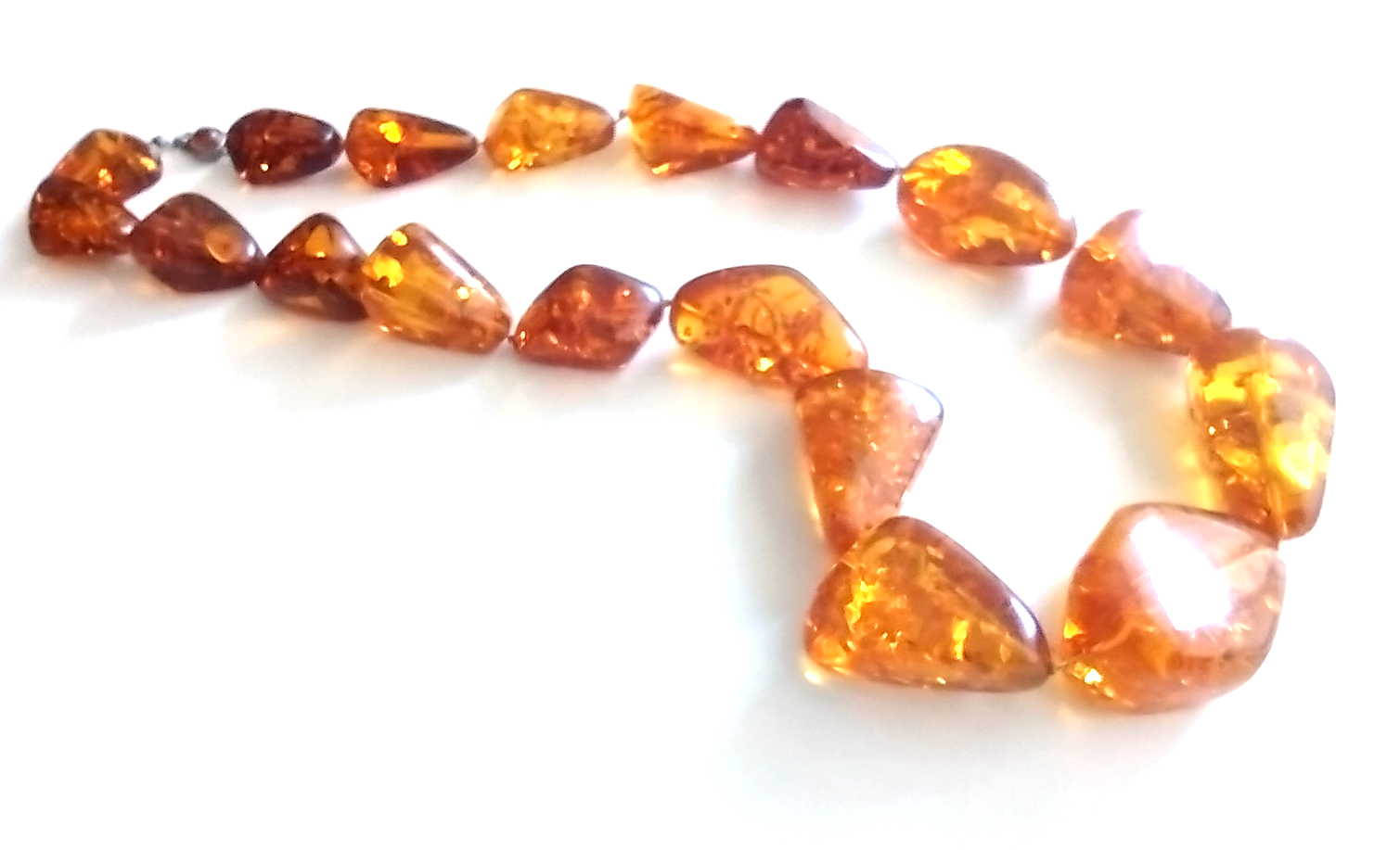 Vintage Natural Baltic Amber Large Freeform Nugget Necklace, Cognac & Burnt Orange, Statement Strand