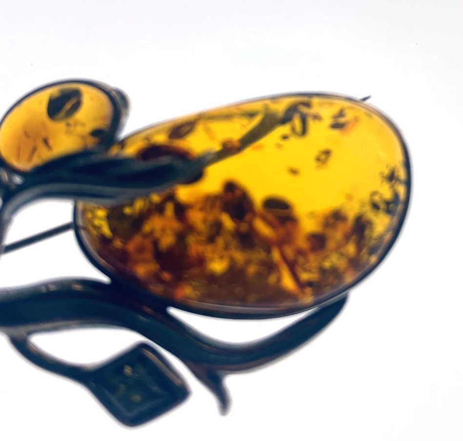 Sterling Silver Multi-Amber Artisan Brooch