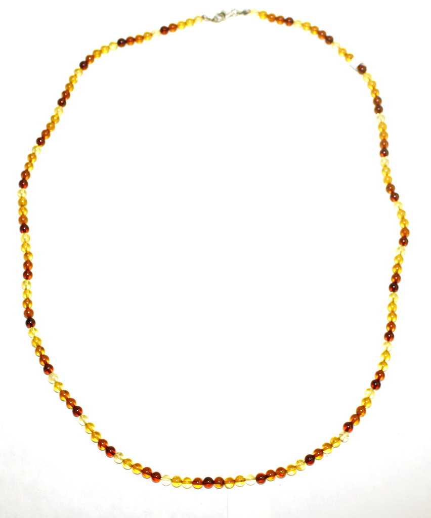 Vintage Natural Baltic Amber Round Bead Necklace, Lemon & Cognac Two-Tone, Strand