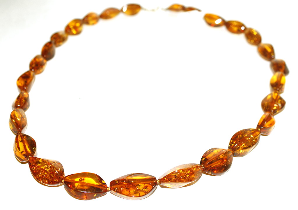 Vintage Natural Baltic Amber Graduating Oval Bead Necklace, Lemon Gold, Long Strand