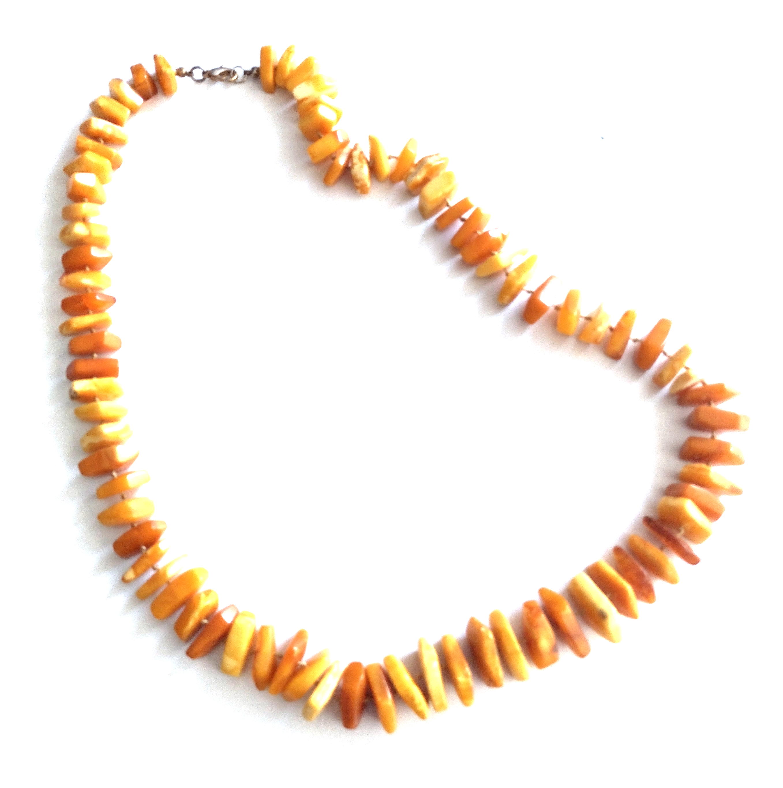 Vintage Natural Baltic Amber Chip Necklace, Honey Butterscotch, Knotted Strand