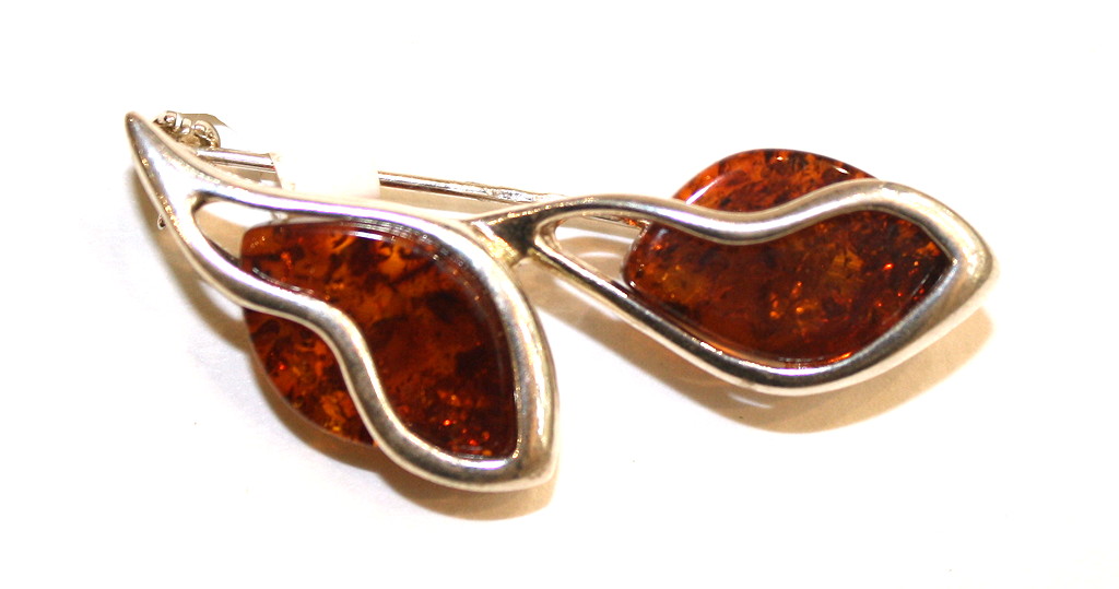 Sterling Silver Amber Wave Brooch — Modern Design