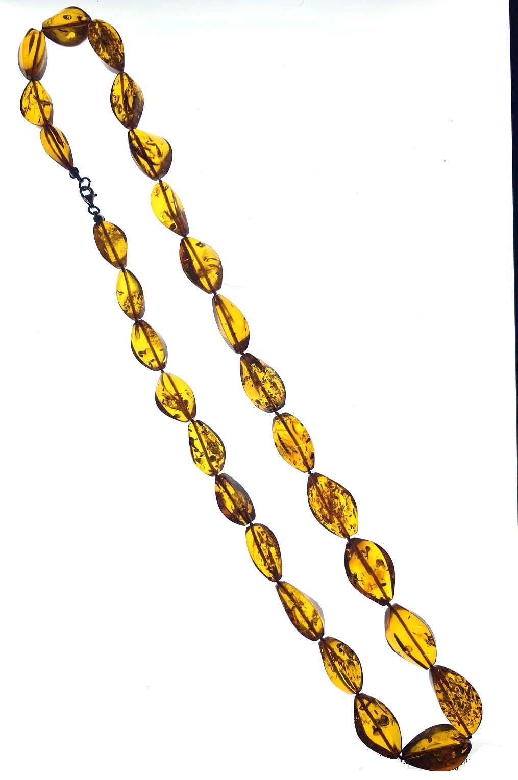 Vintage Natural Baltic Amber Graduating Oval Bead Necklace, Lemon Gold, Long Strand