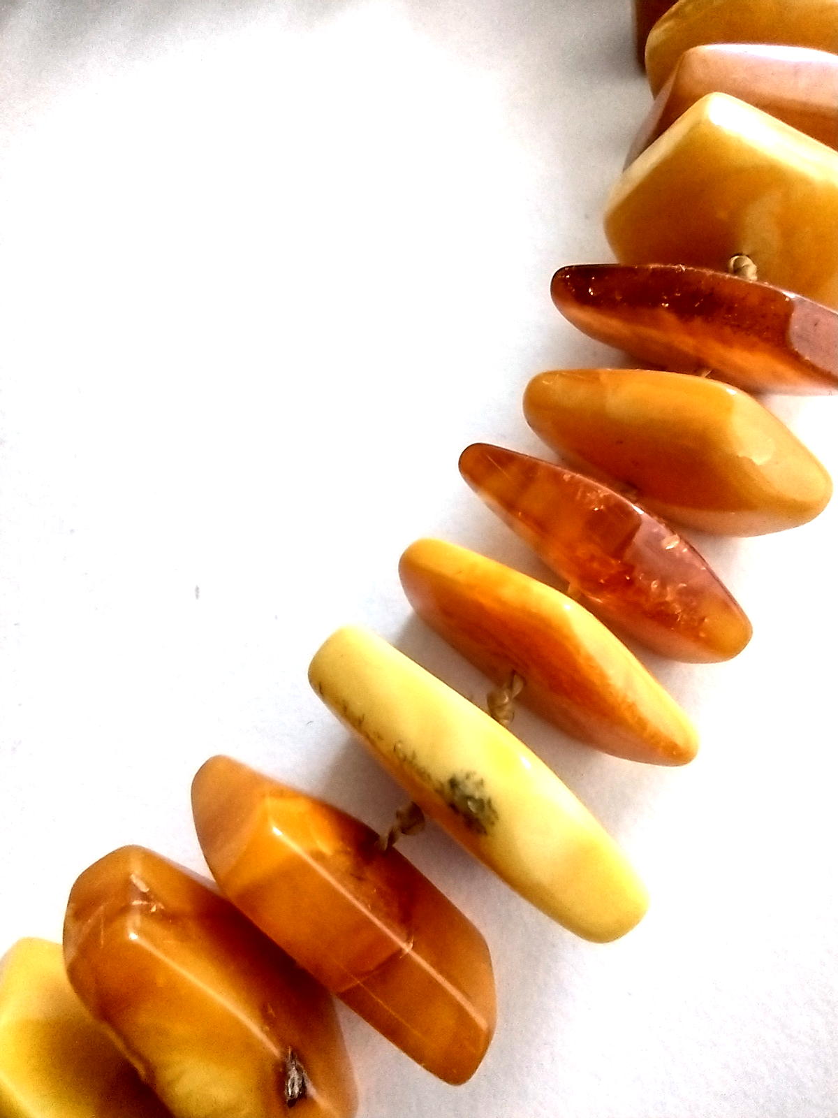 Vintage Natural Baltic Amber Chip Necklace, Honey Butterscotch, Knotted Strand