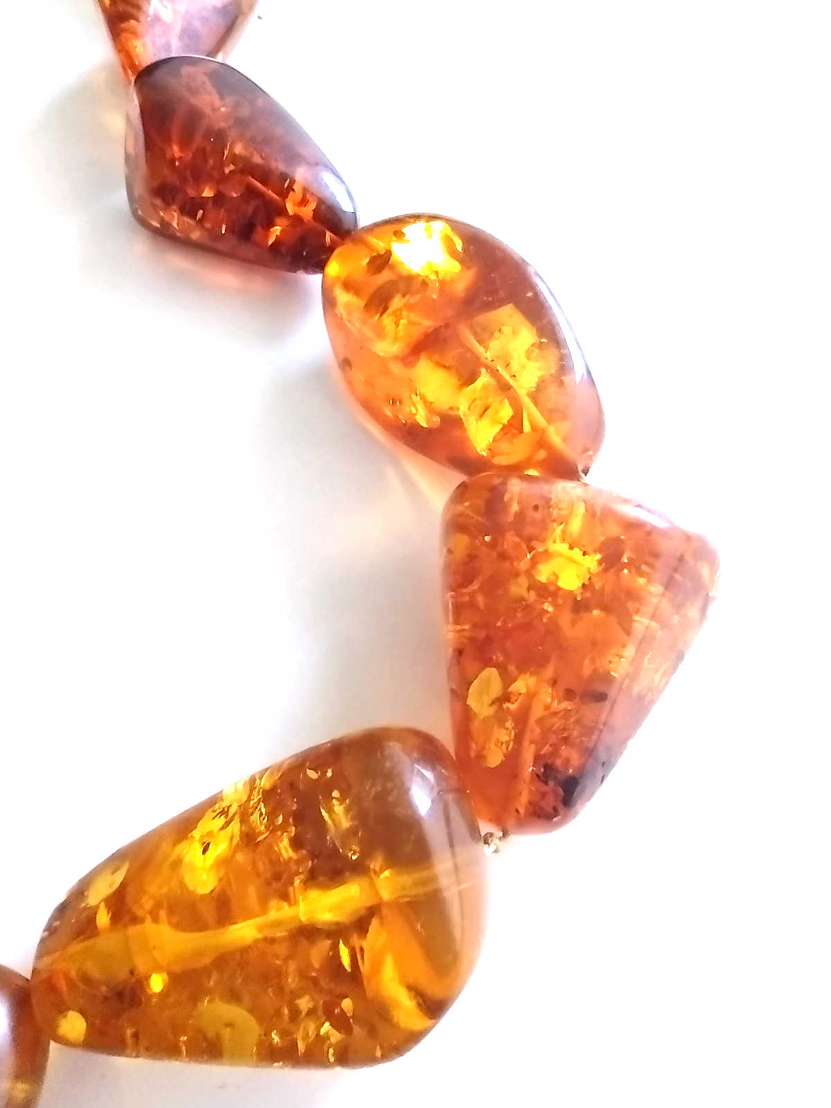 Vintage Natural Baltic Amber Large Freeform Nugget Necklace, Cognac & Burnt Orange, Statement Strand