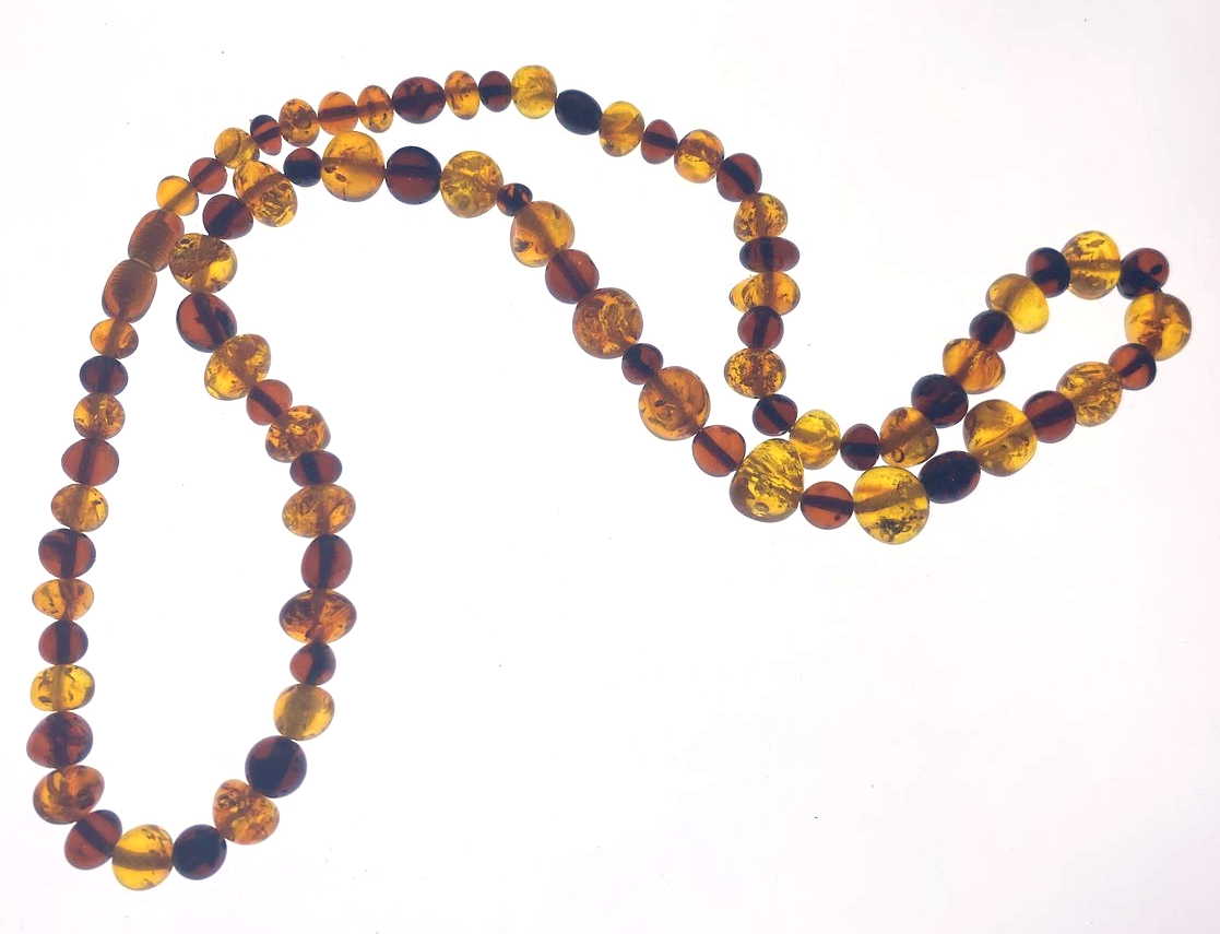 Vintage Natural Baltic Amber Bead Necklace, Honey & Cognac, Polished Strand