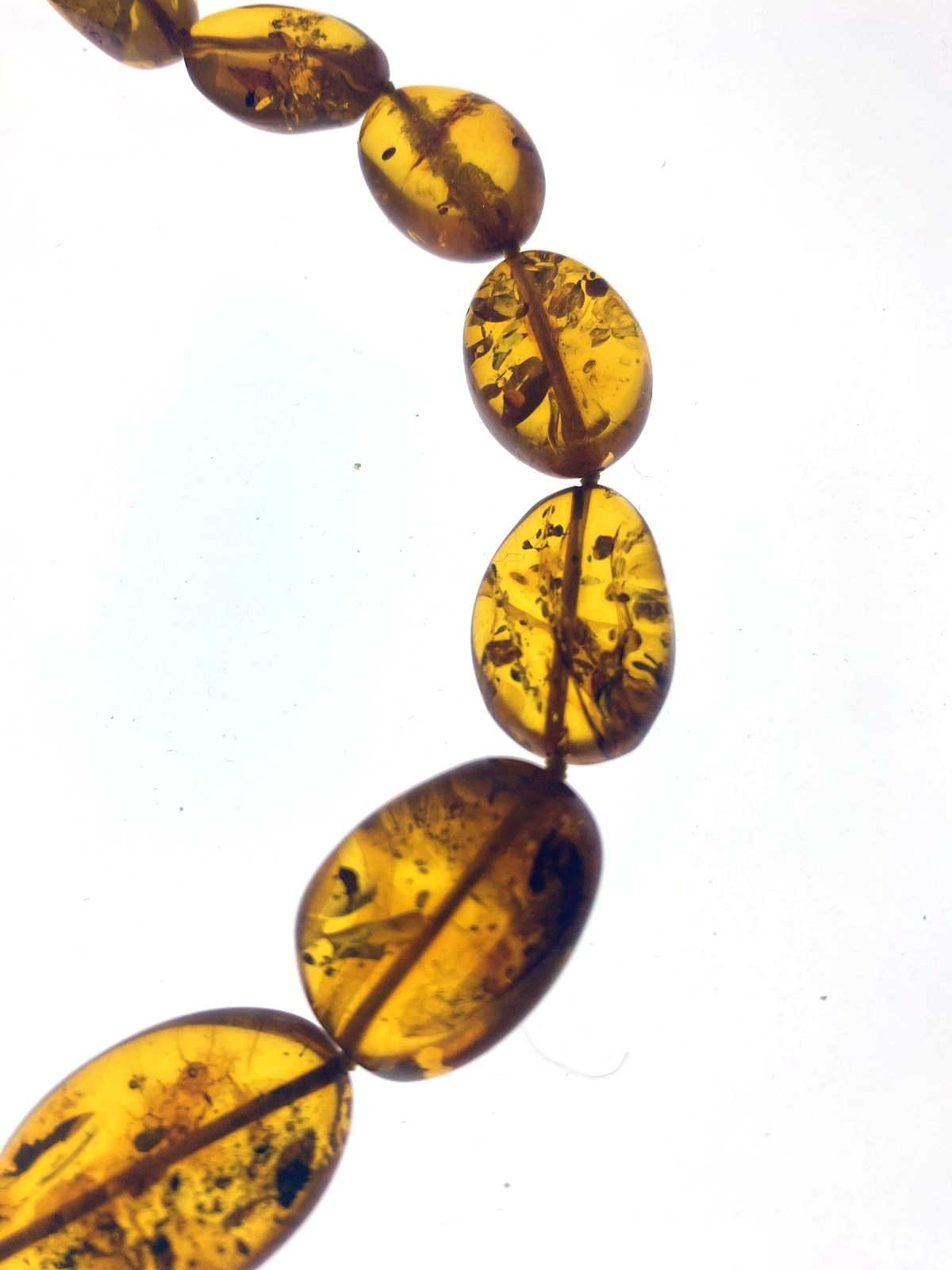 Vintage Natural Baltic Amber Large Oval Bead Necklace, Honey Gold, Statement Strand