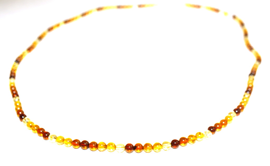 Vintage Natural Baltic Amber Round Bead Necklace, Lemon & Cognac Two-Tone, Strand