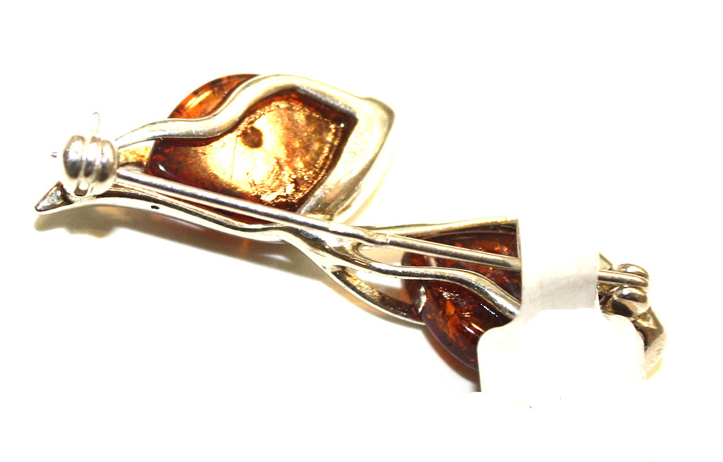 Sterling Silver Amber Wave Brooch — Modern Design