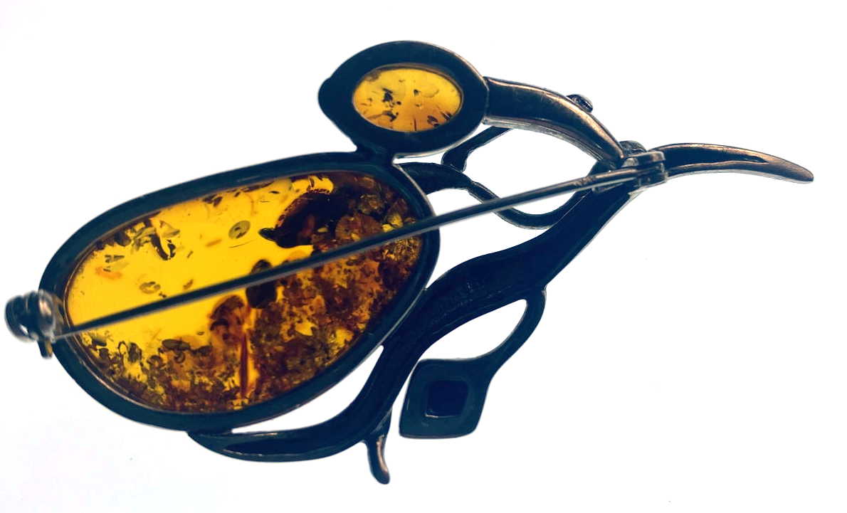 Sterling Silver Multi-Amber Artisan Brooch