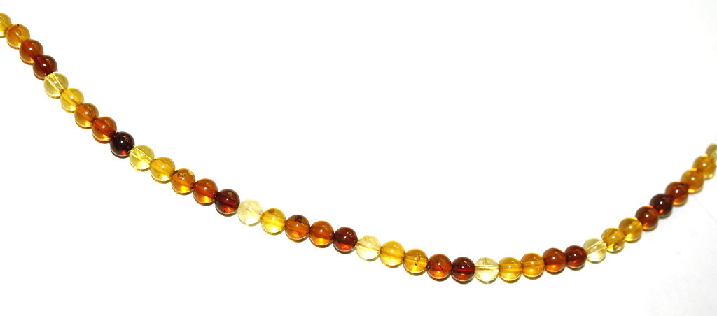 Vintage Natural Baltic Amber Round Bead Necklace, Lemon & Cognac Two-Tone, Strand