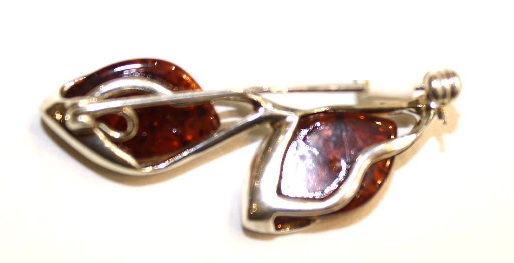 Sterling Silver Amber Wave Brooch — Modern Design