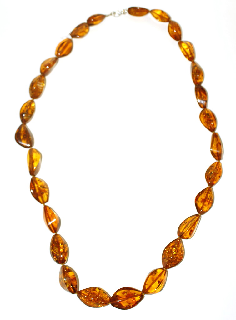 Vintage Natural Baltic Amber Graduating Oval Bead Necklace, Lemon Gold, Long Strand