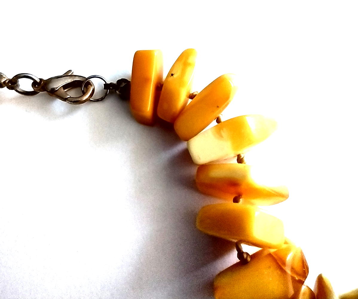 Vintage Natural Baltic Amber Chip Necklace, Honey Butterscotch, Knotted Strand