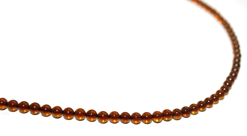 Vintage Natural Baltic Amber Round Bead Necklace, Deep Cognac, Long Strand