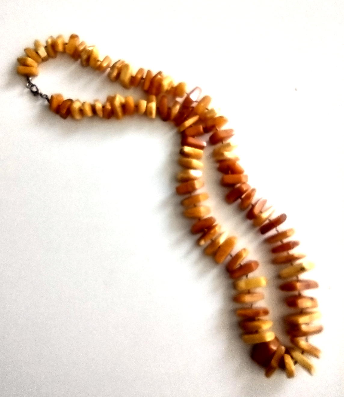 Vintage Natural Baltic Amber Chip Necklace, Honey Butterscotch, Knotted Strand