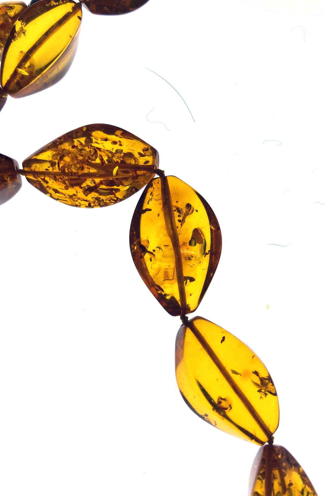 Vintage Natural Baltic Amber Graduating Oval Bead Necklace, Lemon Gold, Long Strand