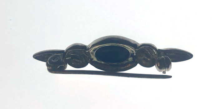 Sterling Silver Cognac Amber Bar Brooch